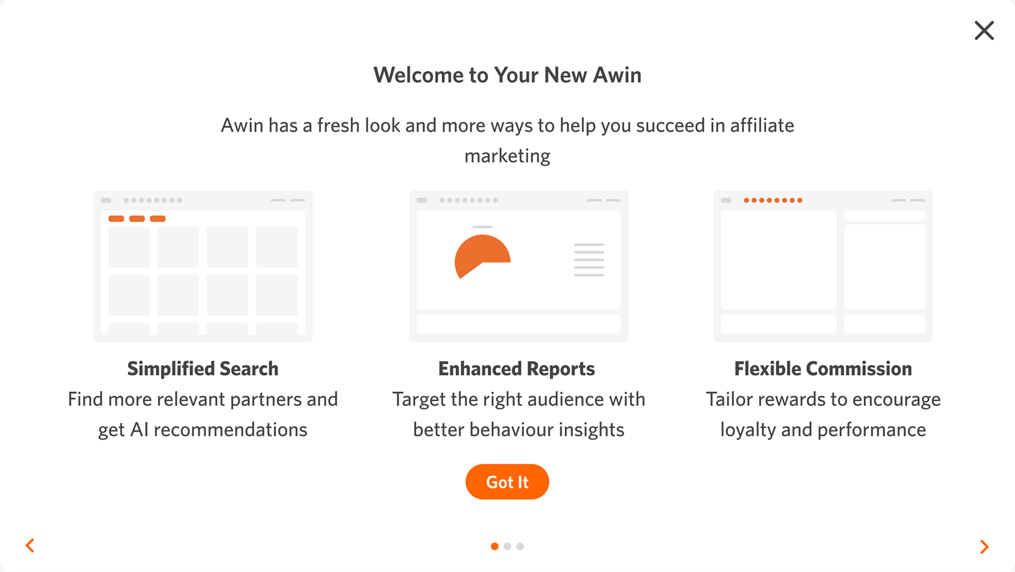 In-platform welcome message